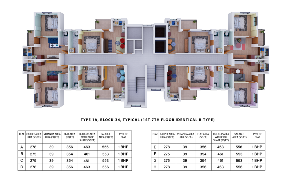 Type-1A Block 34, 1st-7th Floor